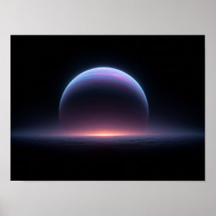 Leuchtender blauer Gasriesenplanet über Wolken auf Poster