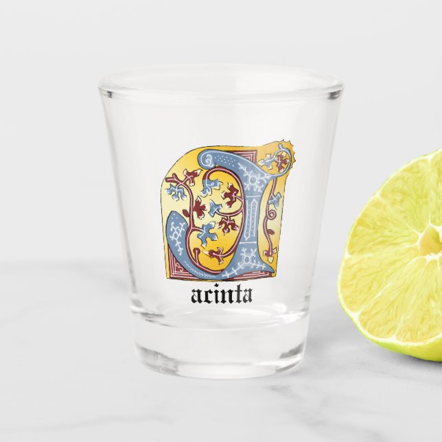 Leuchtender Brief J Schnapsglas (Vorderseite)