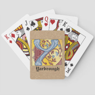 Leuchtender Brief Y: Mittelalterliches Blau und Ro Spielkarten