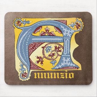 Leuchtender Buchstabe A des mittelalterlichen blau Mousepad
