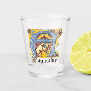 Leuchtender Buchstabe A des mittelalterlichen blau Schnapsglas