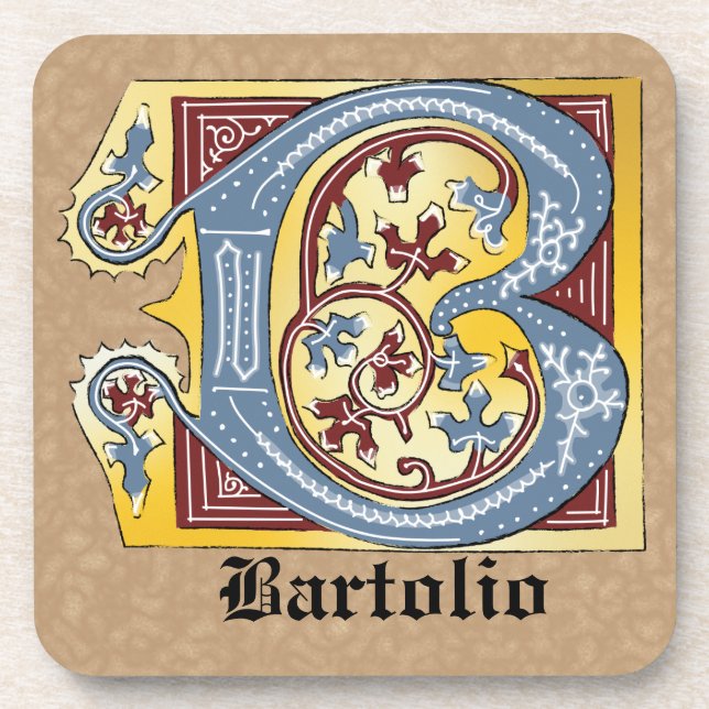 Leuchtender Buchstabe B des mittelalterlichen blau Getränkeuntersetzer (Vorderseite)