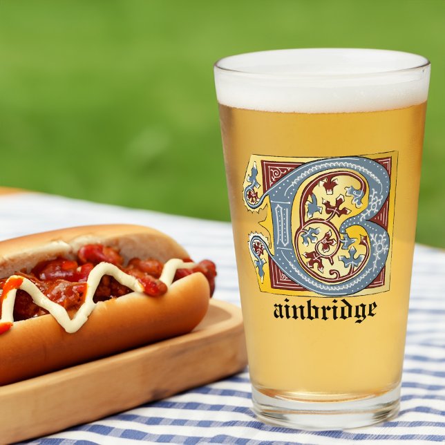 Leuchtender Buchstabe B des mittelalterlichen blau Glas (Von Creator hochgeladen)