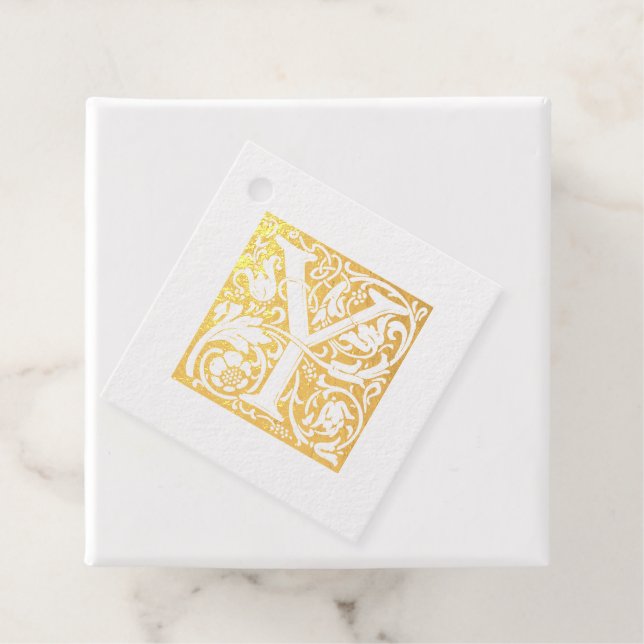 Leuchtender Buchstabe Y Monogram, Goldener Jahrest Geschenkanhänger (Mit Box)