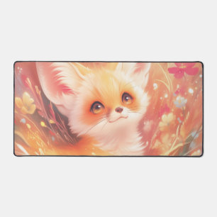 Leuchtender Fennec Fuchs Korallenrosa Warmer Sonne Schreibtischunterlage