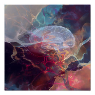 Leuchtender Gehirn-Nebel Neural Energie Poster