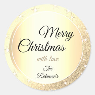 Leuchtender Goldener Glitzer Sparkle Gold Effekt W Runder Aufkleber