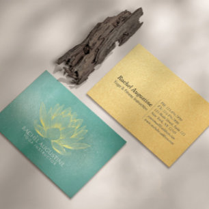 Leuchtender Goldener Lotus und Teal Grunge Yoga-Le Visitenkarte