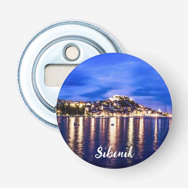 Leuchtender Hafen in Sibenik, Kroatien Flaschenöffner (Vorderseite)