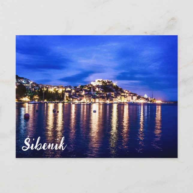 Leuchtender Hafen in Sibenik, Kroatien Postkarte (Vorderseite)