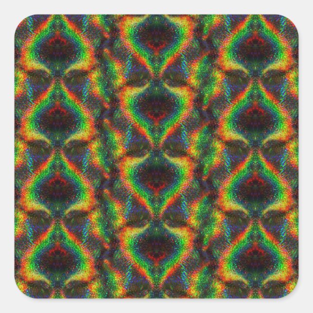 Leuchtender Holografischer Regenbogen Glitzer Leaf Quadratischer Aufkleber (Vorderseite)