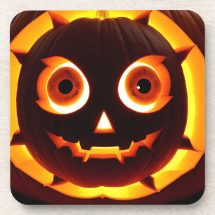 Leuchtender Jack-O'-Lantern-Kürbis Getränkeuntersetzer