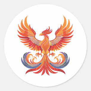 Leuchtender mythologischer Fantasy-Phönix-Vogel Runder Aufkleber