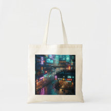 Leuchtender Neon Cyberpunk Cityscape futuristisch