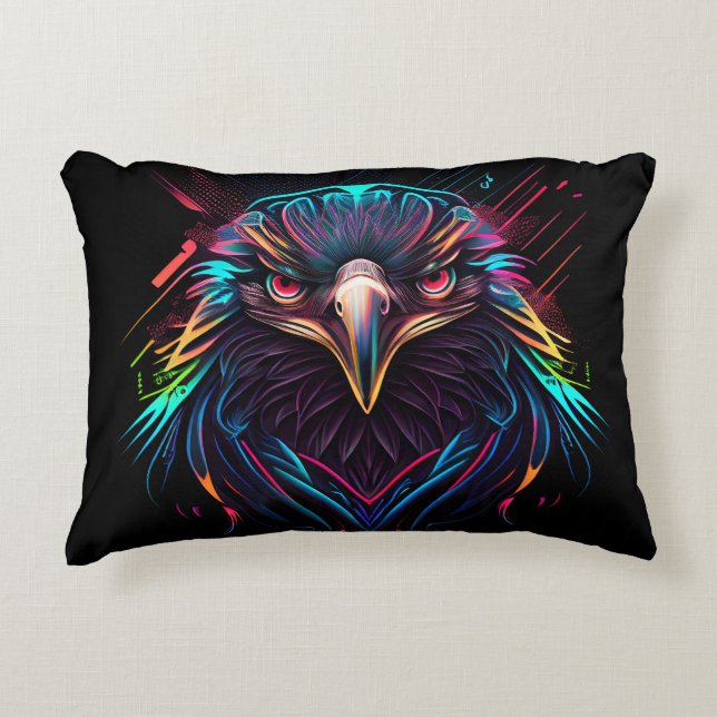 Leuchtender Neon Eagle Artistic Dekokissen (Vorderseite)