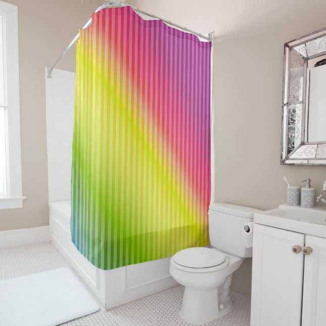 Leuchtender Neon fluoreszierender Regenbogenfarbst Duschvorhang (Beispiel)