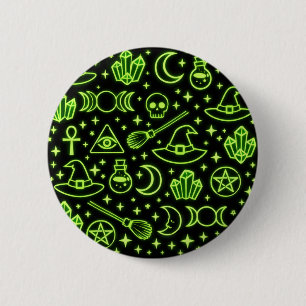 Leuchtender Neon-Grün-Gothic-Hexerei-Anstecker Button