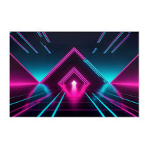 Leuchtender Neon-Synthwave-Pyramidentunnel Cyberpu