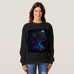 Leuchtender Neonbaum des Lebens Sweatshirt