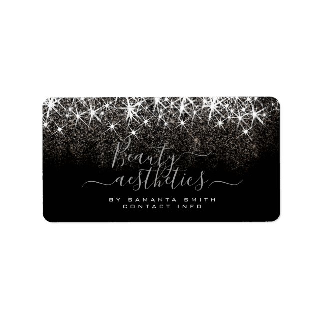 Leuchtender Platinsilber-Glitzer Elegante Schönhei Adressaufkleber (Vorne)