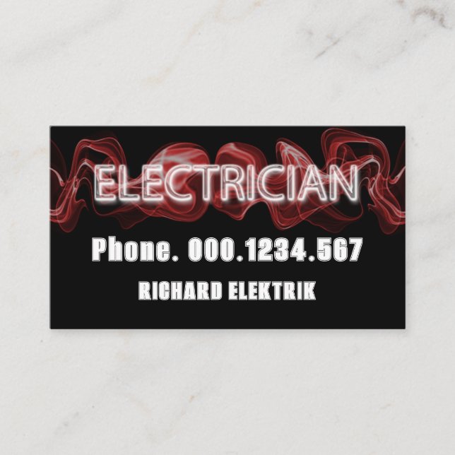 Leuchtender Red Electric Lightning Electrician Visitenkarte (Vorderseite)