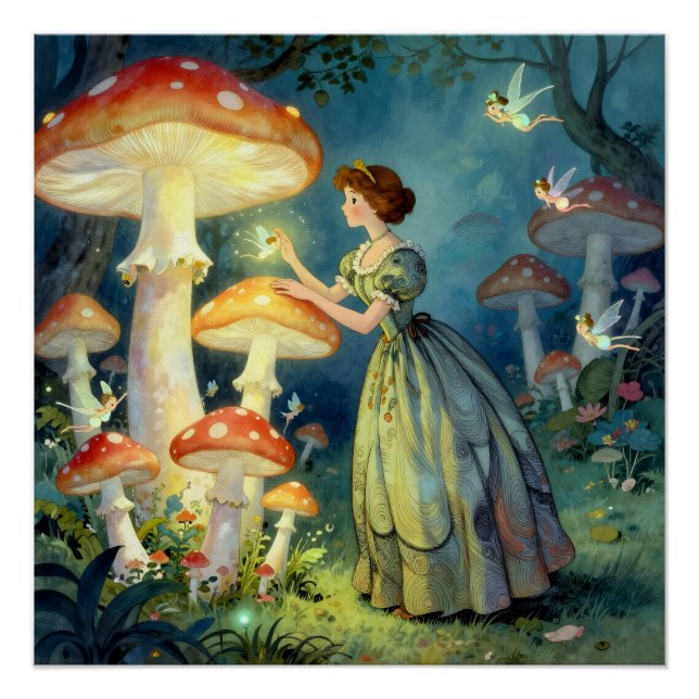 Leuchtender riesiger Pilzgarten Poster (Vorderseite)