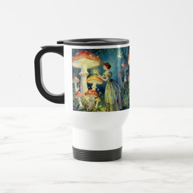 Leuchtender riesiger Pilzgarten Reisebecher (Links)