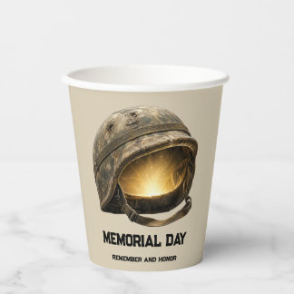 Leuchtender Soldatenhelm zum Memorial Day Tribut Pappbecher
