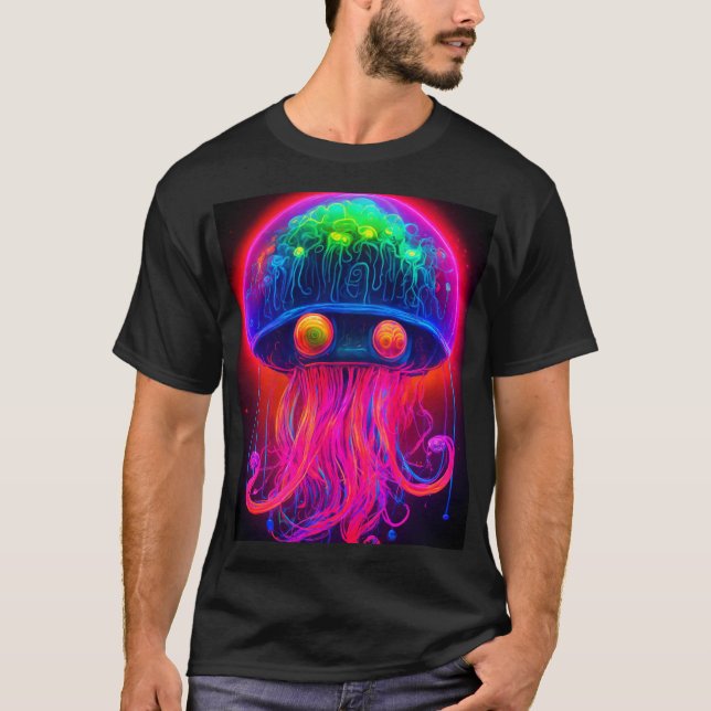 "Leuchtender Tanz: Quallen auf dem blassschwarzen  T-Shirt (Vorderseite)
