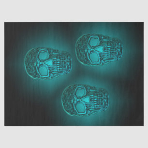 Leuchtender Totenkopf Gothic Blaugrün Cooles Gruse Seidenpapier