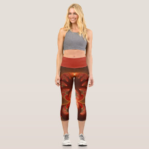 Leuchtendes abstraktes modernes orange-rotes Frakt Capri Leggings