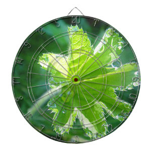 Leuchtendes Blatt mit Wassertropfen Dartscheibe