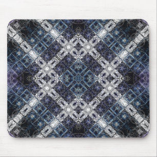 Leuchtendes blau-weißes geometrisches Gitter Mousepad