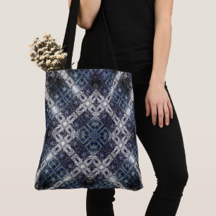 Leuchtendes blau-weißes geometrisches Gitter Tasche