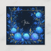 Leuchtendes Blaues Florales Goldenes Himmelsrahmen