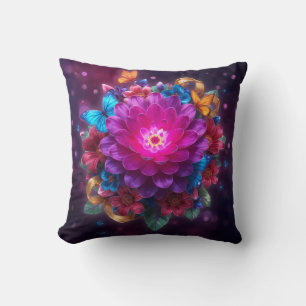 Leuchtendes digitales Blumenbouquet mit Schmetterl Kissen