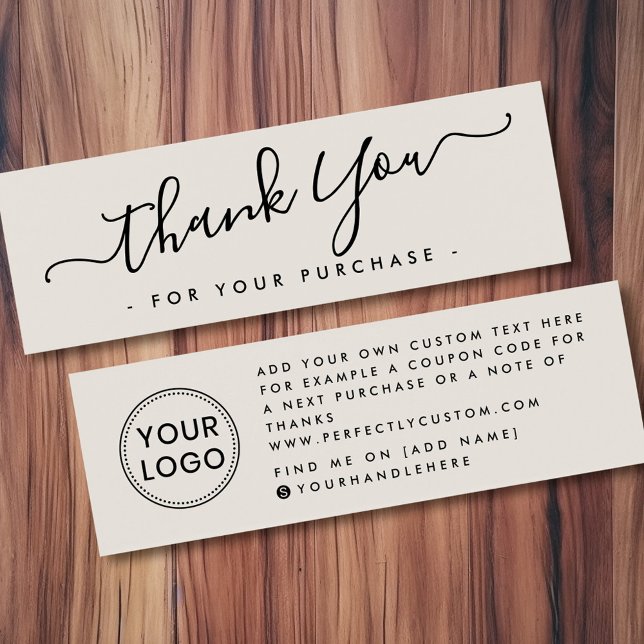 Leuchtendes Firmenlogo dank Einsteckkarte (Light tan business logo thank you insert card)