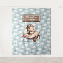 Leuchtendes Foto-Teddy-Pilot Babydusche Wandteppich