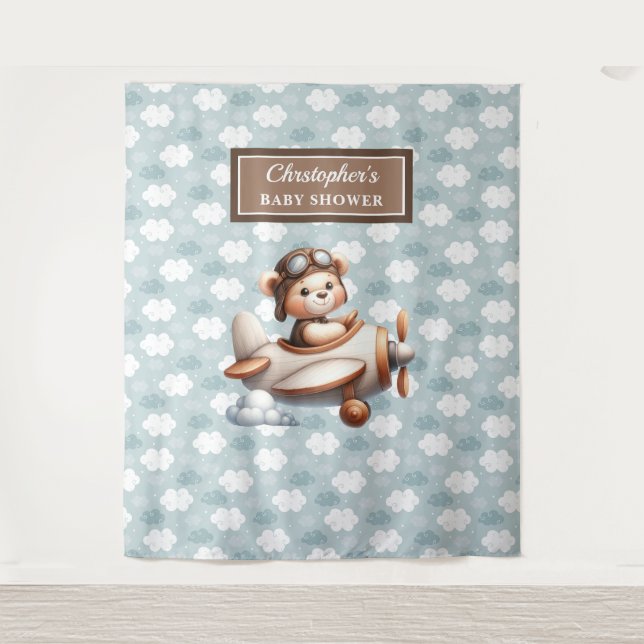 Leuchtendes Foto-Teddy-Pilot Babydusche Wandteppich (Vorderseite)