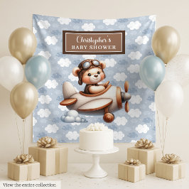 Leuchtendes Foto-Teddy-Pilot Babydusche Wandteppich