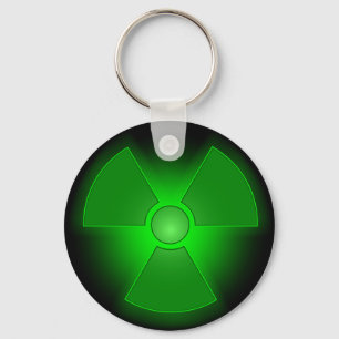 Leuchtendes grün leuchtendes Symbol für Radioakt Schlüsselanhänger