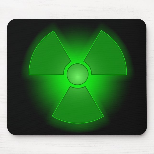 Leuchtendes grün leuchtendes Symbol für Radioaktiv Mousepad (Vorne)