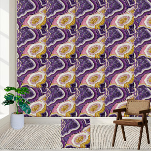 Leuchtendes Muster in Violett Pink & Gold Fliese