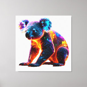 Leuchtendes Neon-Koala – Lebendige Fantasy-Wildtie Leinwanddruck