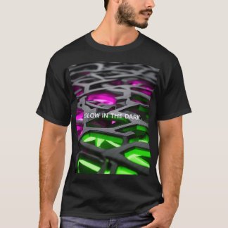 Leuchtendes Rosa Grünes Futuristisches 3D-Gitter T-Shirt