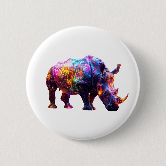 Leuchtendes Schönes Nashorn Button (Vorderseite)