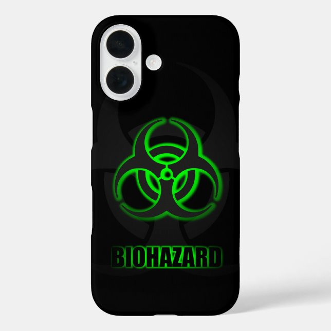 Leuchtendes Symbol für grüne Biogefährdung iPhone 16 Hülle (Rückseite)