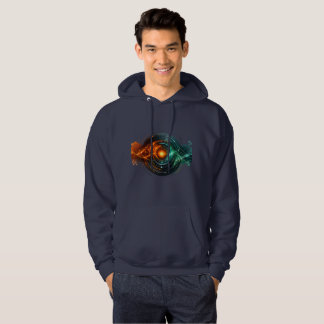 Leuchtendes Türkis-Orange Sci-Fi-Kreisobjektiv Hoodie