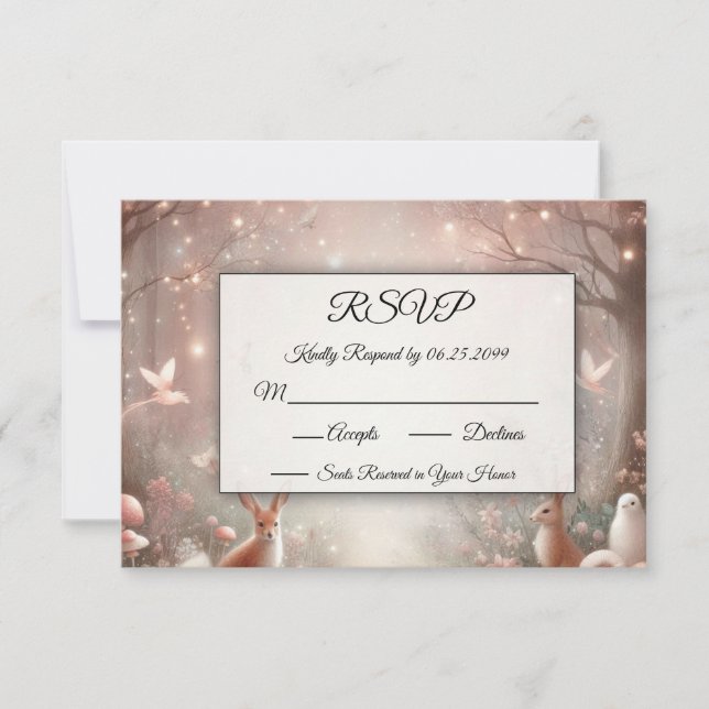 Leuchtendes Waldreich von Sparkle und Blüte RSVP Karte (Vorderseite)