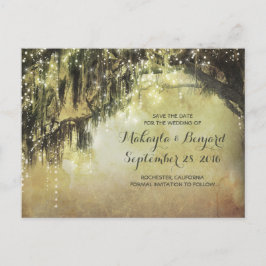 Leuchtenreihe & alte Baum Save the Date Postkarte